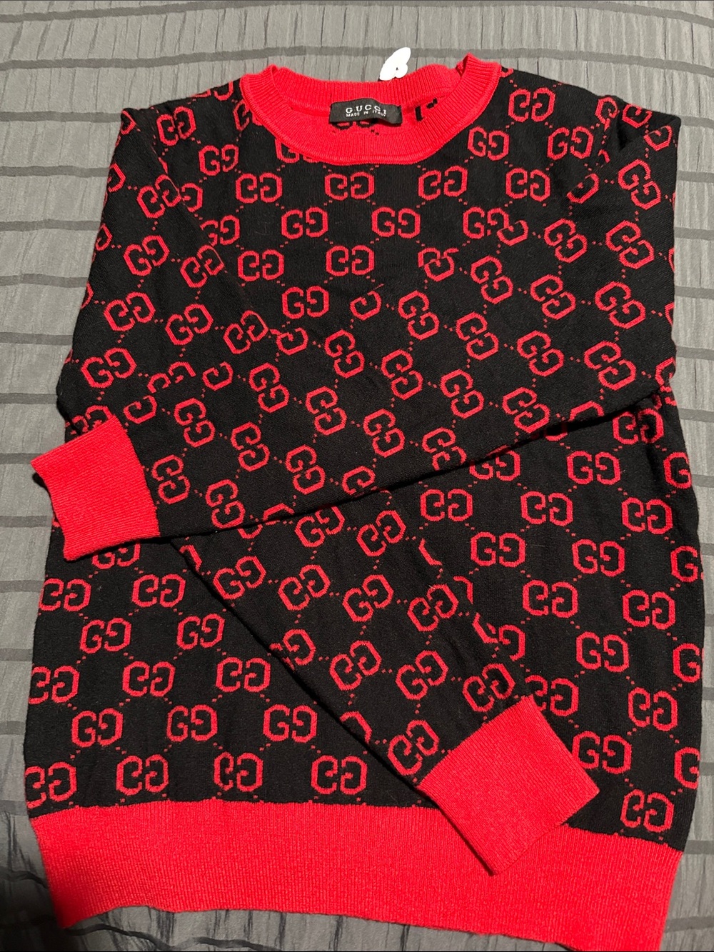Gucci Red & Black GG Logo Crewneck Sweater